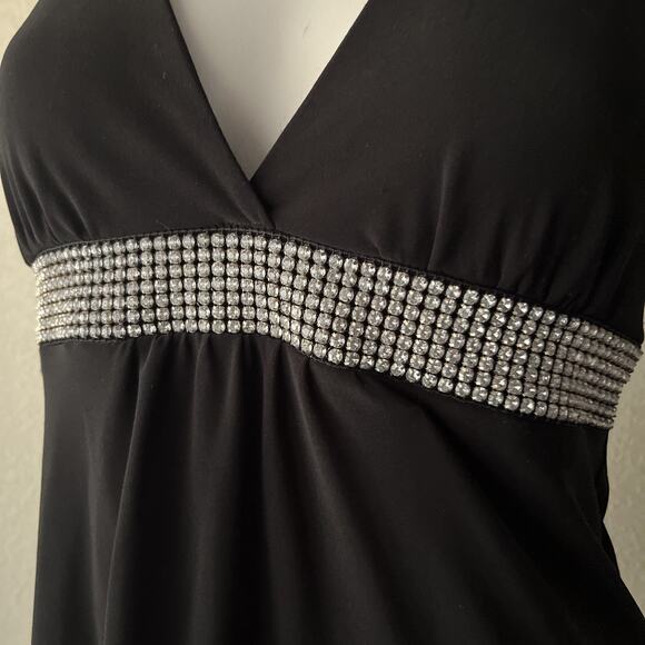 Wet Seal Vintage Y2K Black Rhinestone Halter whimsygoth Top S holiday party top - Picture 5 of 13